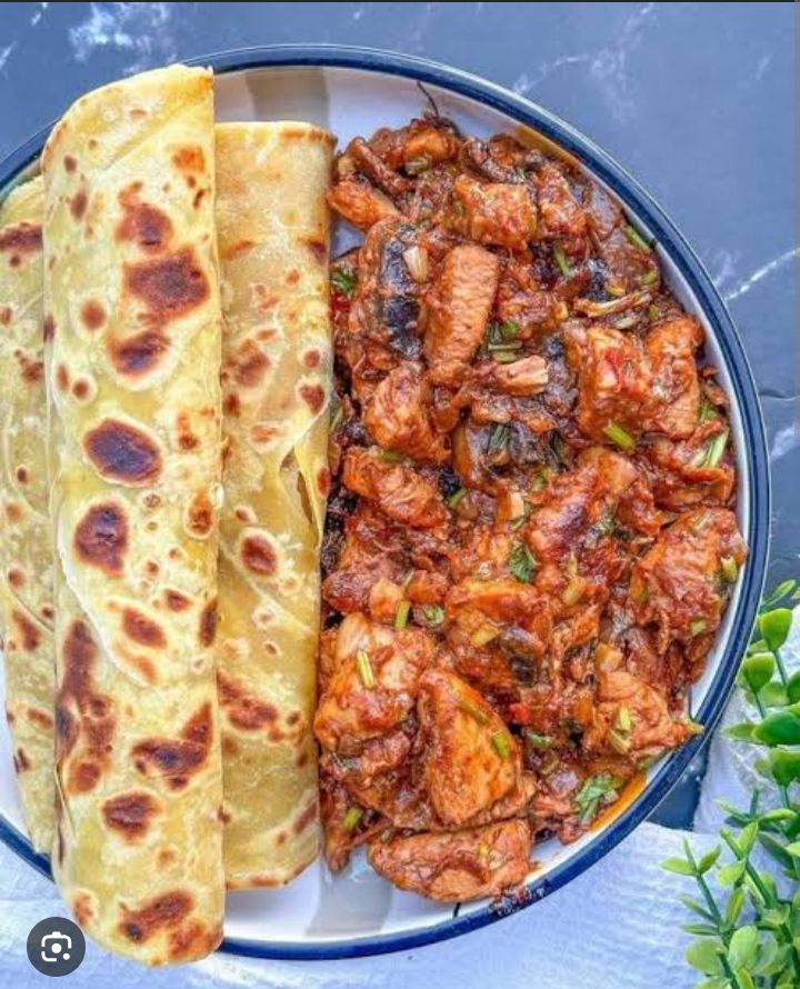 Chapati & diced chicken